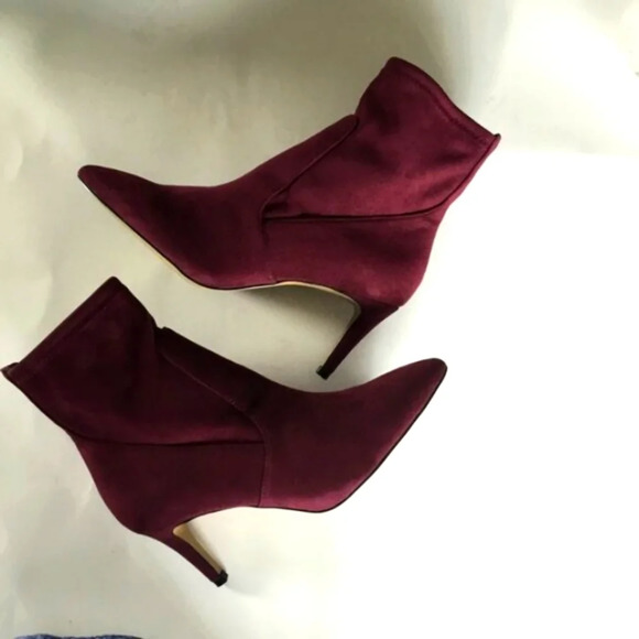 Expression Ankle Boots Suede Wine Color Heel Pull-on Chic Casual Sz  7 US - Picture 5 of 10